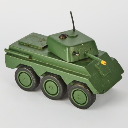 A Vintage Painted Wooden Toy Tank