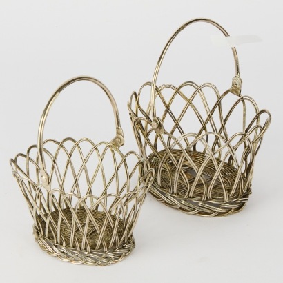 A Pair of Vintage French Wire Bon Bon Baskets