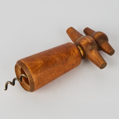 A Vintage French Wooden Corkscrew, Stamped France
