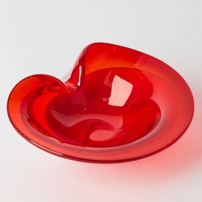 A 1960s Italian Murano Red and White Art Glass Dish