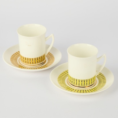 A Pair of 1960s Taylor and Kent &lsquo;Calypso&rsquo; Cups and Saucers