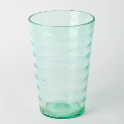 A 1950s Ribbed Green Glass Vase by Whitefriars, England