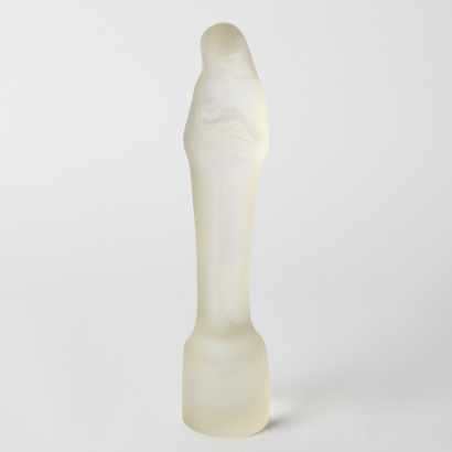 An Art Deco Madonna and Child Frosted Crystal Figure by Leerdam