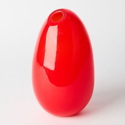 A Red KARE Glass OVUM Egg Vase