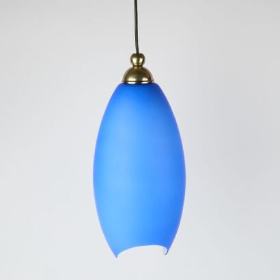 A Vintage Lumi Italian Murano Blue Ceiling Lamp