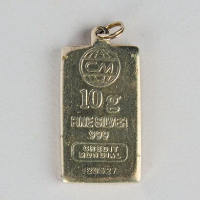 A Mondial Credit Fine Silver Bar Pendant