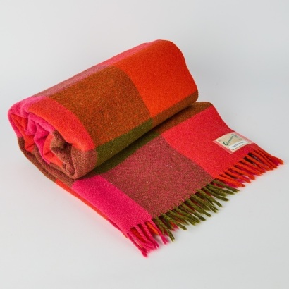 A Vintage Onehunga Mills Bright Plaid Travel Rug