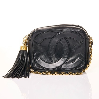 Chanel, Black Lambskin CC Tassel Camera Case