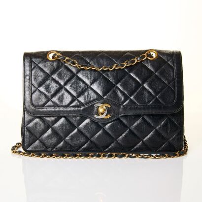 Chanel, Black Lambskin Medium Double Flap Bag