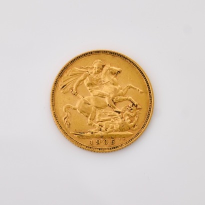 22ct Yellow Gold, 1905 Full Sovereign Coin