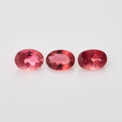 Set of Three Loose, 4.37ct Oval Cut Tourmalines