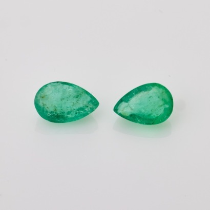 Pair of Loose, 1.06ct Pear Cut Emeralds