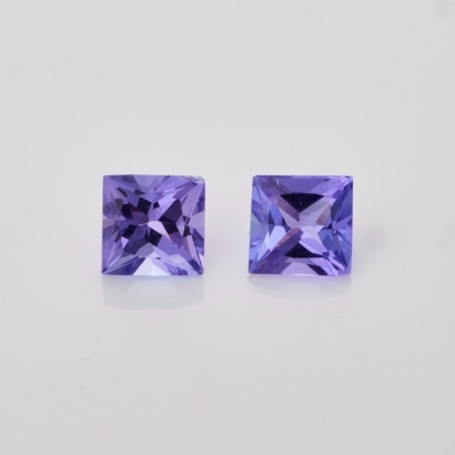 Pair of Loose, 1.14ct Princess Cut Tanzanites