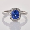 18ct White Gold, 1.78ct Sapphire / 0.35ct Diamond Cluster Ring