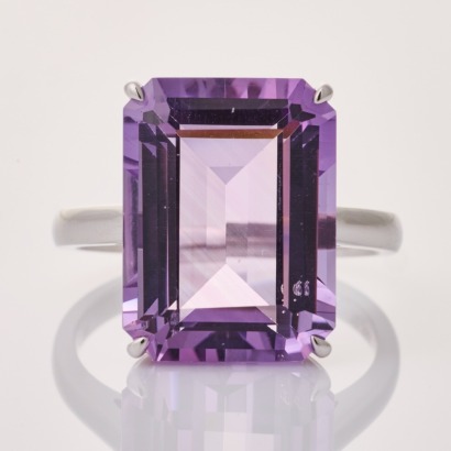 9ct White Gold, 12.38ct Amethyst Cocktail Ring