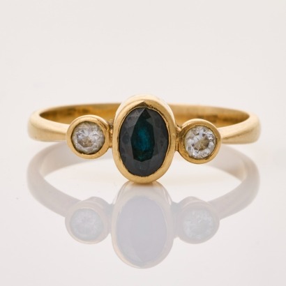 9ct Yellow Gold, Vintage, Sapphire Three Stone Ring