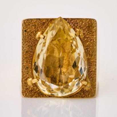 9ct Yellow Gold, Vintage, 12.00ct Citrine Cocktail Ring