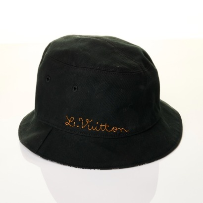 Louis Vuitton, 100% Cotton Reversible Black / White Damier Bucket Hat, Size 58
