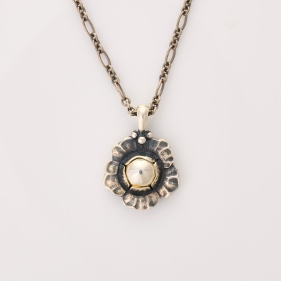 Georg Jensen, Sterling Silver, Blossom Pendant 2002 on 44cm Chain
