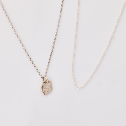 One 45cm Sterling Silver Chain / One 45cm, 9ct White Gold Chain / MHJ Sterling Silver Heart Pendant