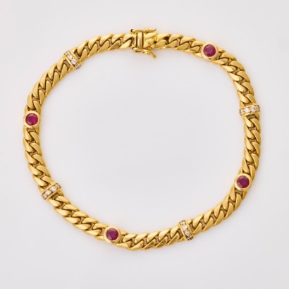 18ct Yellow Gold, 0.70ct Ruby / 0.32ct Diamond Bracelet