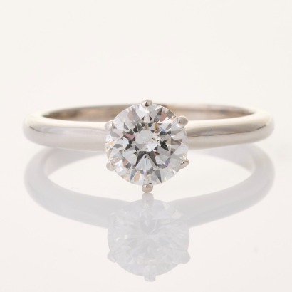 18ct White Gold, 1.00ct Diamond Solitaire Diamond Ring, GIA certified