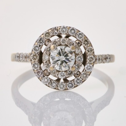 9ct White Gold, Modern, 1.11ct Diamond Cluster Ring