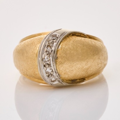 12ct Yellow Gold, Vintage, Domed .04ct Diamond Ring