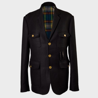 Dsquared, Black 100% Virgin Wool Single Breasted, Military Style Patch Pocket Blazer, Size 52