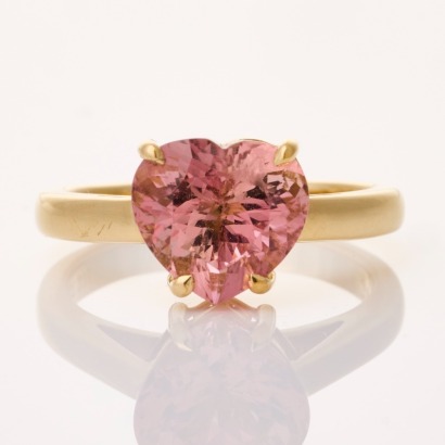 9ct Yellow Gold, 3.29ct Pink Tourmaline Heart Ring