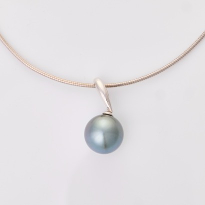 15.3mm Cultured Tahitian Pearl Pendant on 45cm Sterling Silver Snake Chain