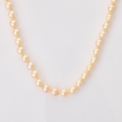 Opera Length, Mikimoto, 5.5mm Cultured Pearl Necklace / Mikimoto Silver Clasp with box