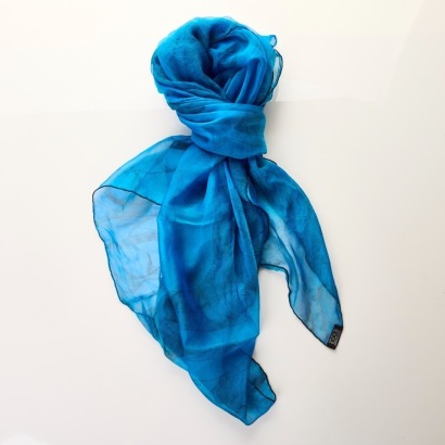 Herm&egrave;s, 100% Silk, Brides de Gala Blue Sheer Scarf