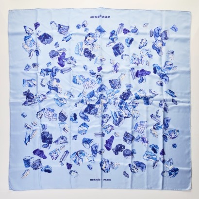 Herm&egrave;s, 100% Silk, Blue Mineraux Scarf
