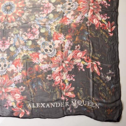 Alexander McQueen, 100% Silk, Floral Print Scarf