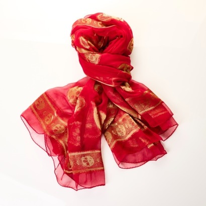 Alexander McQueen, 34% Seta / 48% Viscosa / 18% Polyester, Skull Scarf