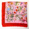 Gucci, Pink / Red Floral L'Avevgle Amovr 50% Wool / 50 % Silk Scarf - 2