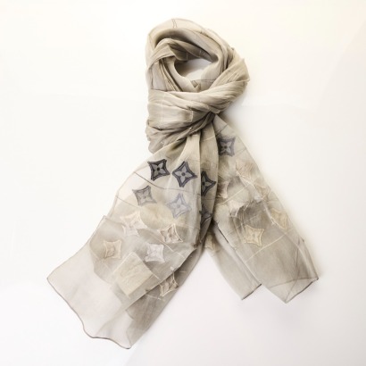 Louis Vuitton, Grey Monogram Sheer Scarf