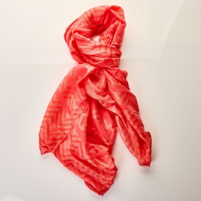 Armani Collezioni, 37% Rami / 29% Acetate / 18% Viscose/ 16% Silk, Coral Sheer Scarf