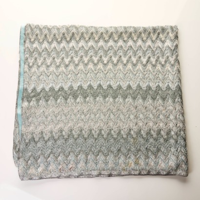 Missoni, Metalic Blue / White Knitted Shawl