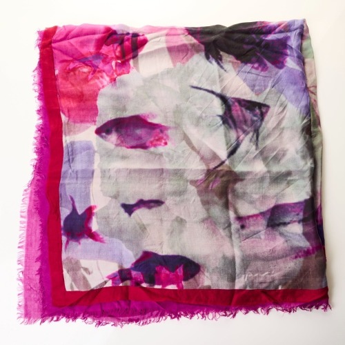 Comunque, 100% Cashmere / 100% Silk, Purple Watercolour Scarf