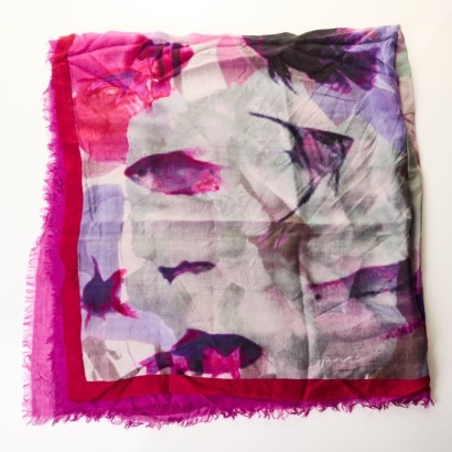 Comunque, 100% Cashmere / 100% Silk, Purple Watercolour Scarf