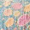 Floral Embroidered Blue Shawl with Crocheted Border - 2