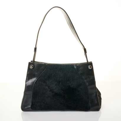 Furla, Black Calfhair Shoulder Bag