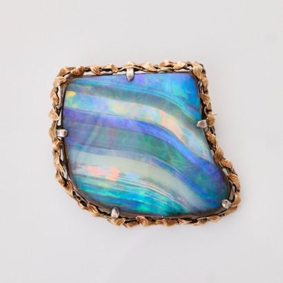 1950's Sterling Silver / 9ct Yellow Gold, 487.00ct Large Boulder Opal Brooch / Pendant