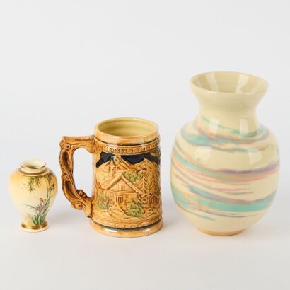 A Group of Three Asian Porcelain Vases and Cups