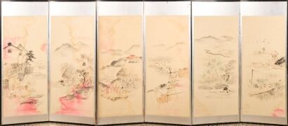 A Set of Two Japanese Old Folding Screens