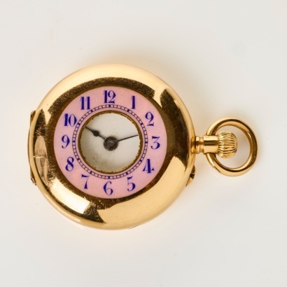 18ct Yellow Gold / Guilloche Enamel, Swiss Fob Watch, Stauffer & Co / IWC - Retailed By Hamilton & Inches Edinburgh, 1904