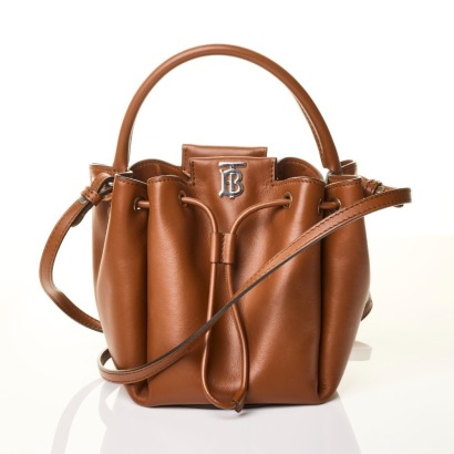 Burberry, Monogram Motif Tan Leather Bucket Bag