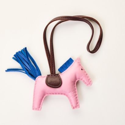 Herm&egrave;s, Milo Mauve Slyvestre, Bleu France / Rouge Sellier Lambskin Rodeo PM Bag Charm